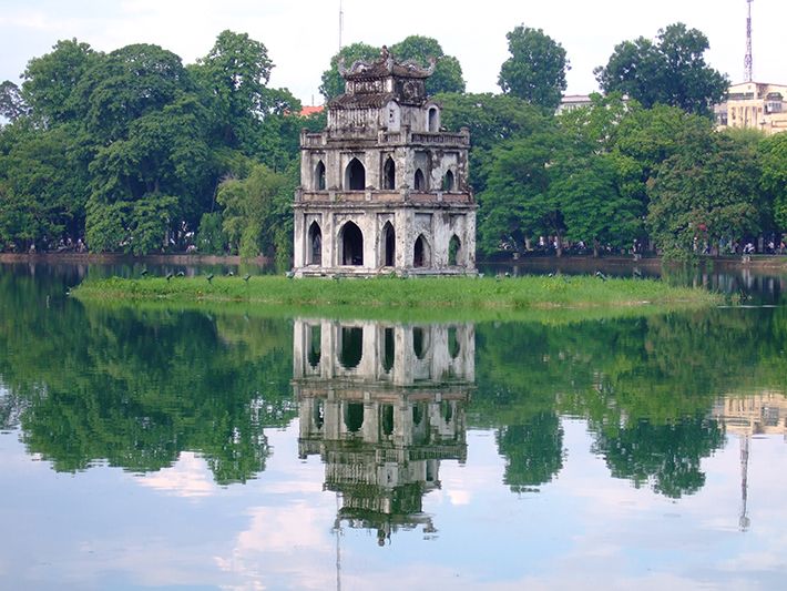 Turtle Tower and Hoan Kiem Lake